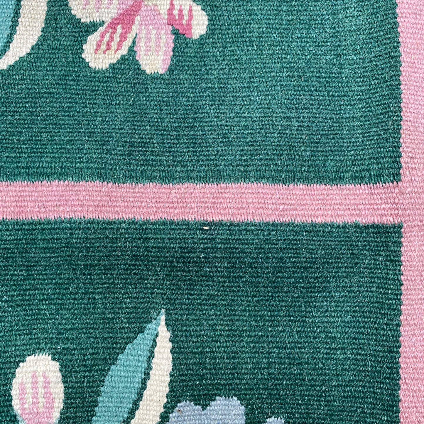 GREEN AND PINK FLORAL KILIM RUG