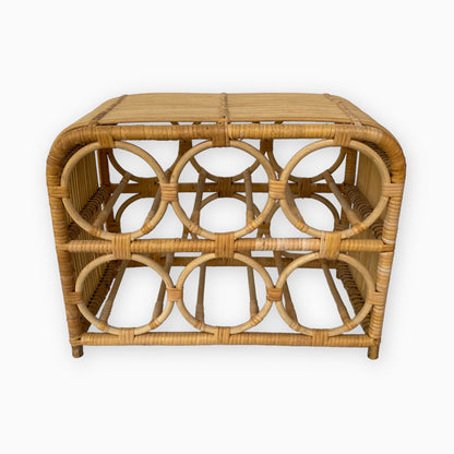 Vintage Boho Rattan Wine Rack 6 Bottles