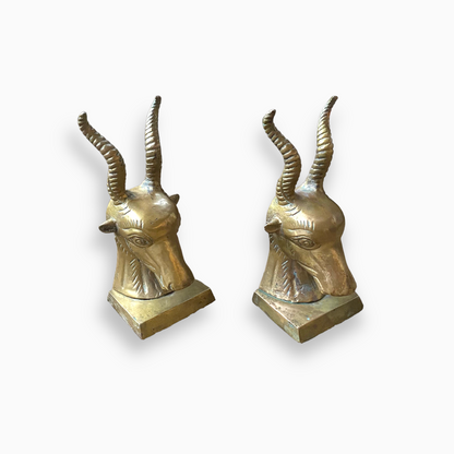 Vintage Brass Antelope or Gazelle Bookends