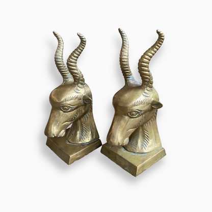 Vintage Brass Antelope or Gazelle Bookends