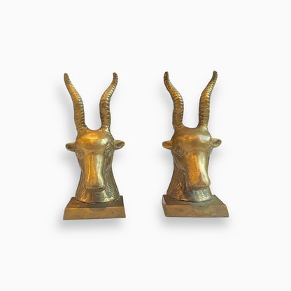 Vintage Brass Antelope or Gazelle Bookends