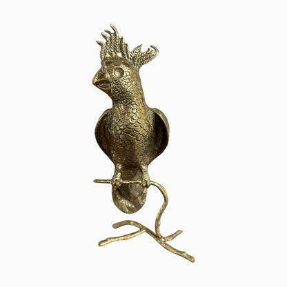 Vintage brass perched cockatoo statue