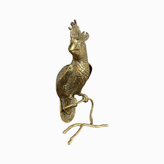 Vintage brass perched cockatoo statue
