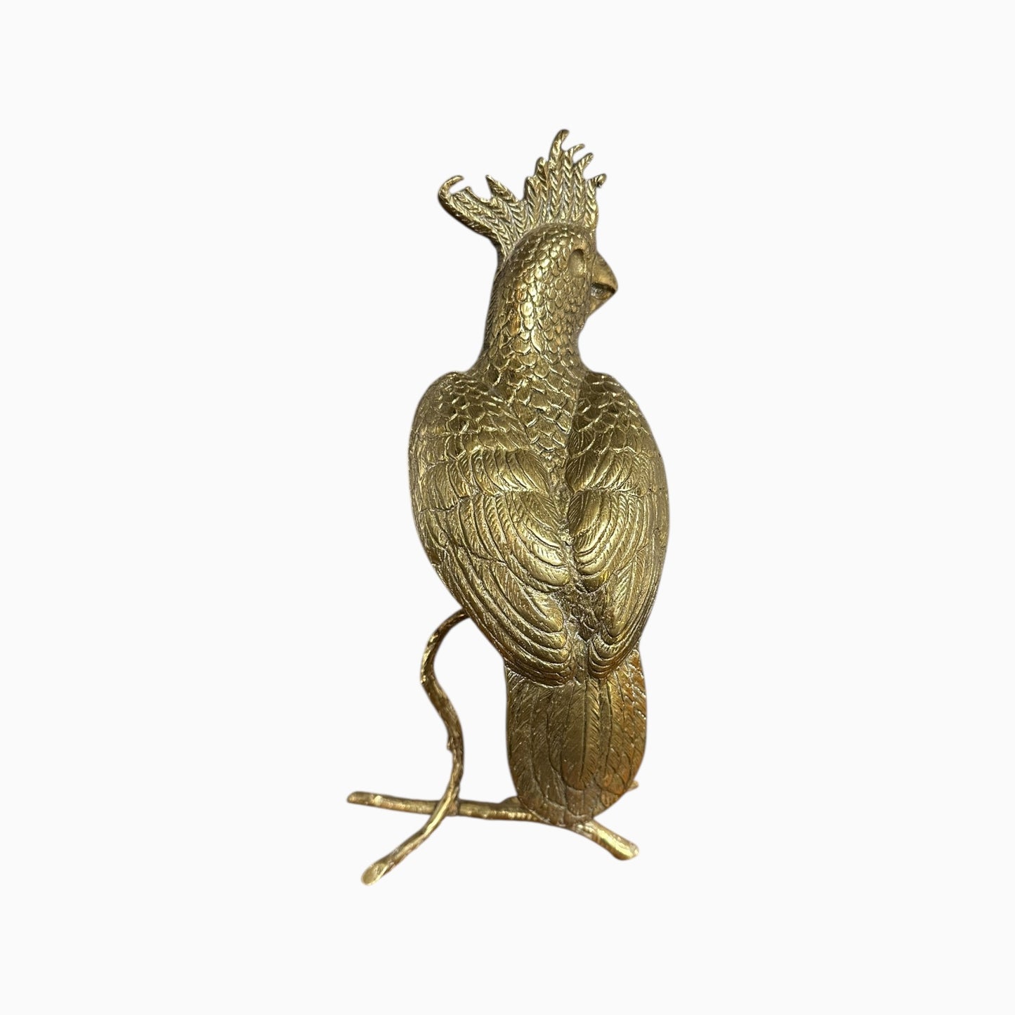 Vintage brass perched cockatoo statue