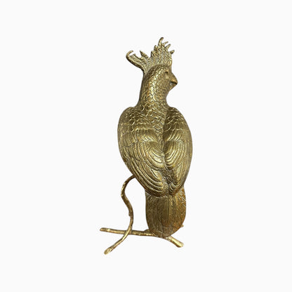 Vintage brass perched cockatoo statue