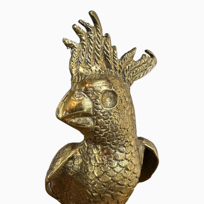 Vintage brass perched cockatoo statue