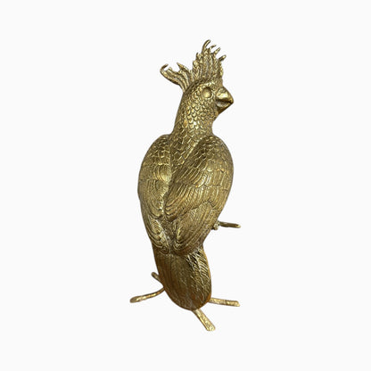 Vintage brass perched cockatoo statue