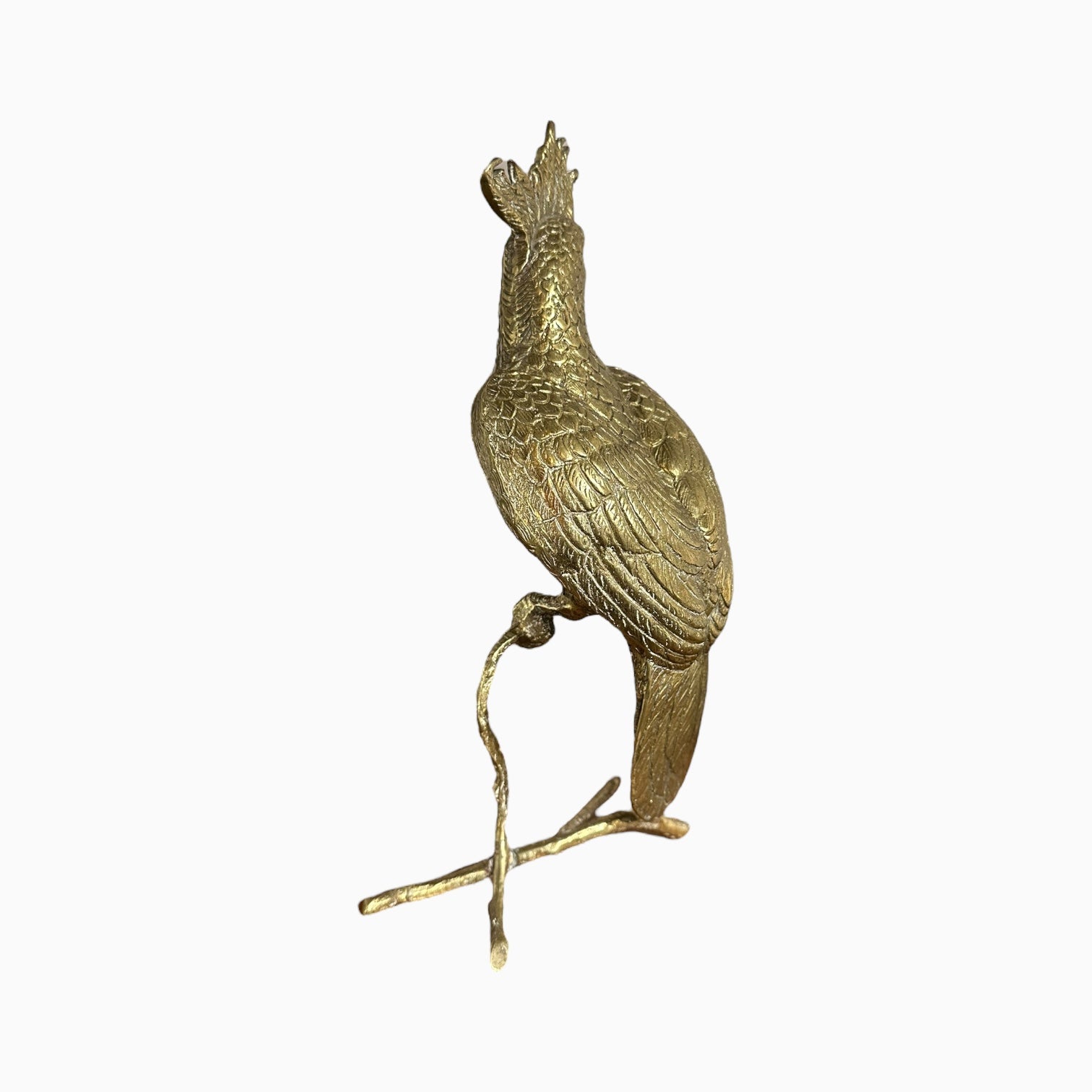 Vintage brass perched cockatoo statue