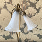 Vintage Double Gooseneck Lily Pad Lamp Metal Frosted Glass