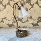 Vintage Double Gooseneck Lily Pad Lamp Metal Frosted Glass