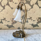 Vintage Double Gooseneck Lily Pad Lamp Metal Frosted Glass