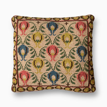 Vintage Floral Embroidered Throw Pillow