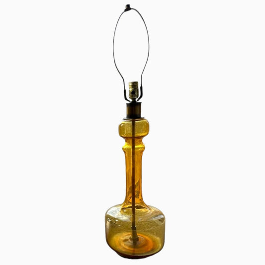 MID-CENTURY TALL AMBER GLASS LAMP