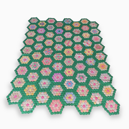 Vintage Grandmother's Flower Garden Quilt - Circa 1930s 