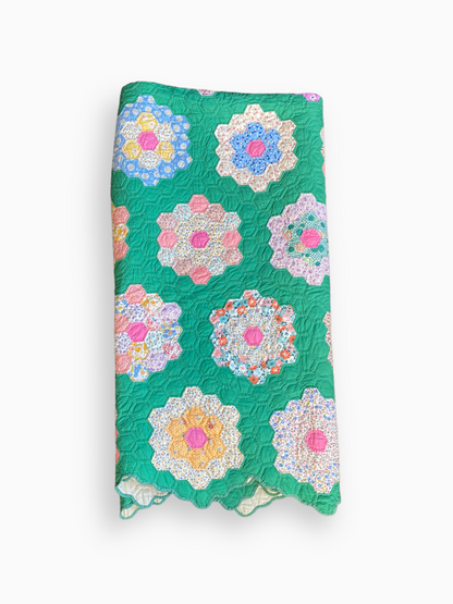 Vintage Grandmother's Flower Garden Quilt - Circa 1930s 