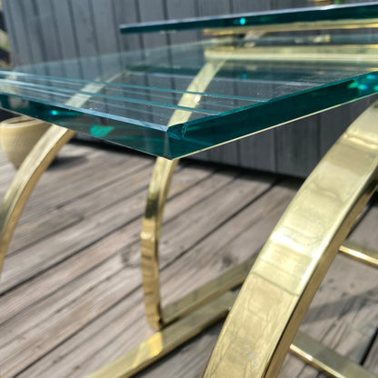 GLASS AND BRASS NESTING TABLES