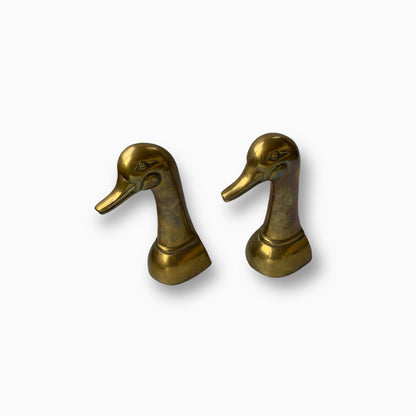 Vintage Mid-Century Brass Duck Bookends