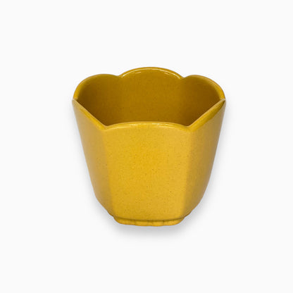 yellow frankoma hexagonal scalloped planter