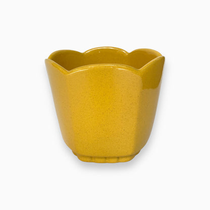 yellow frankoma hexagonal scalloped planter