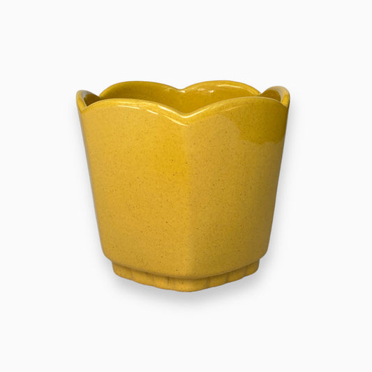 yellow frankoma hexagonal scalloped planter