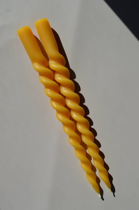 ENERI - CITRINE SPIRAL BEESWAX CANDLESTICKS - SET OF 2