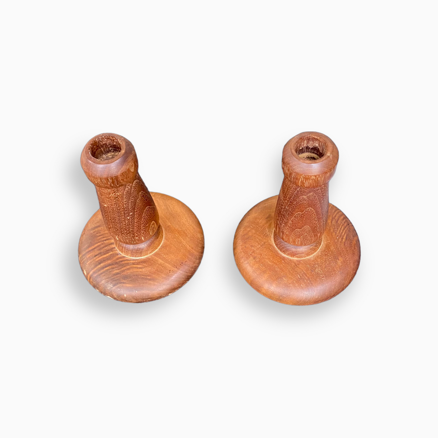 HAND-TURNED WOODEN CANDLESTICKS