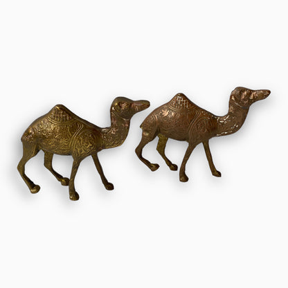 PAIR OF BRASS CAMELS