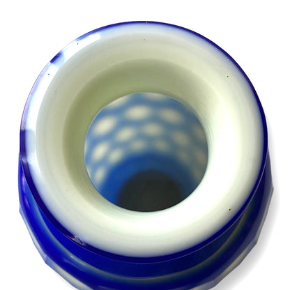 Chinese Peking Glass Vase - Blue and White Honeycomb