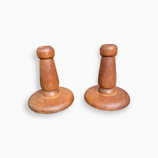 HAND-TURNED WOODEN CANDLESTICKS